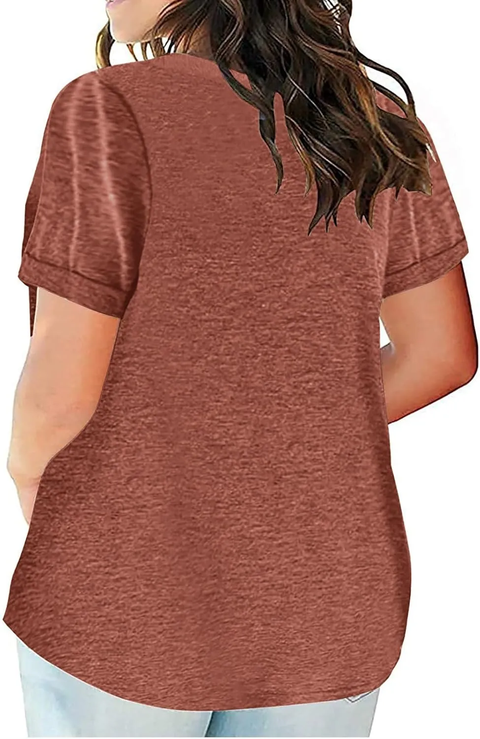 2023 Summer Cotton Plus Size Tops for Women Trendy Short Sleeve V Neck Loose Blouse Workout Basic Comfy T Shirts Tees