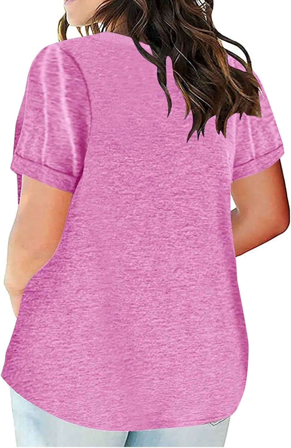 2023 Summer Cotton Plus Size Tops for Women Trendy Short Sleeve V Neck Loose Blouse Workout Basic Comfy T Shirts Tees