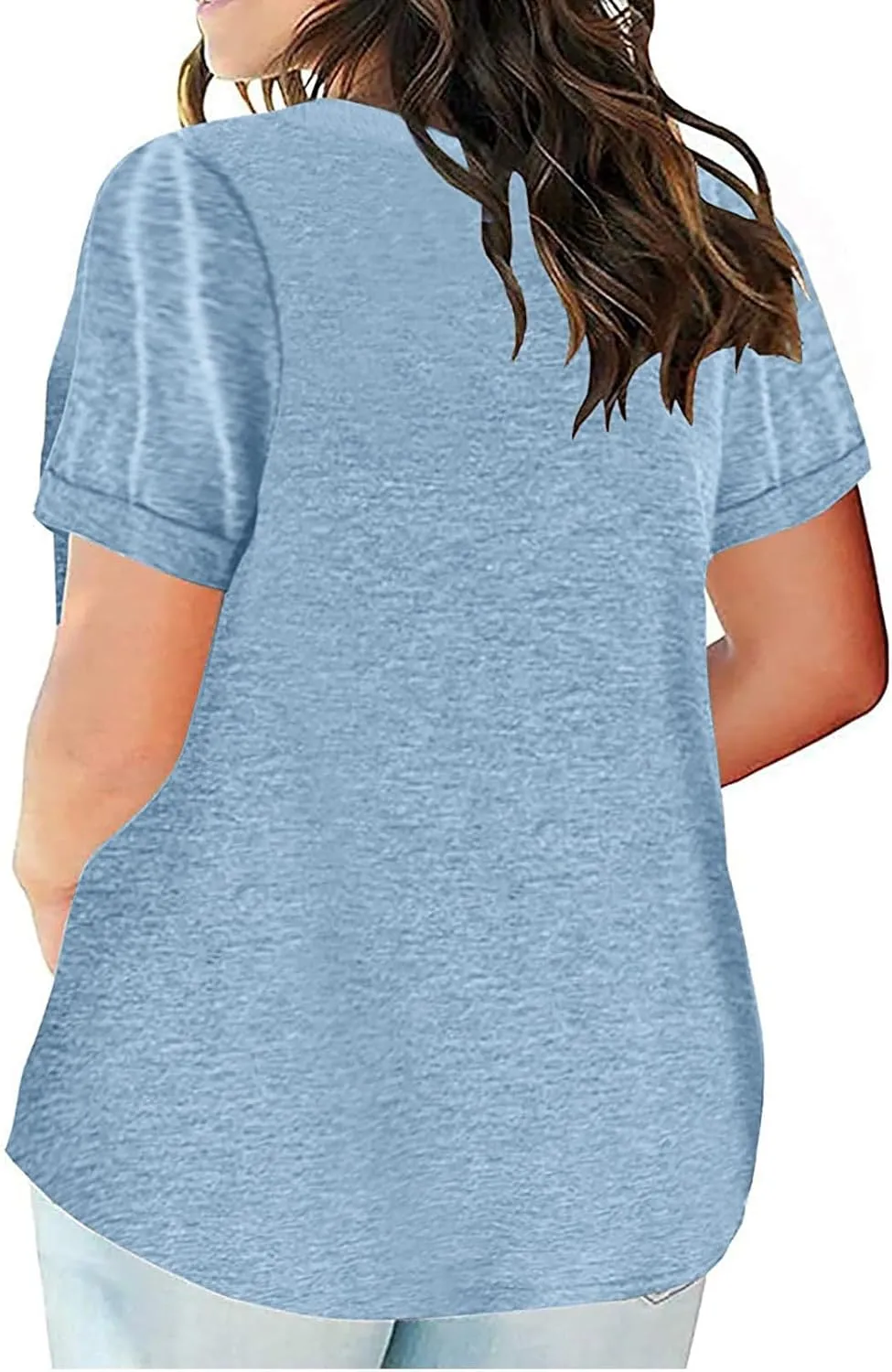 2023 Summer Cotton Plus Size Tops for Women Trendy Short Sleeve V Neck Loose Blouse Workout Basic Comfy T Shirts Tees