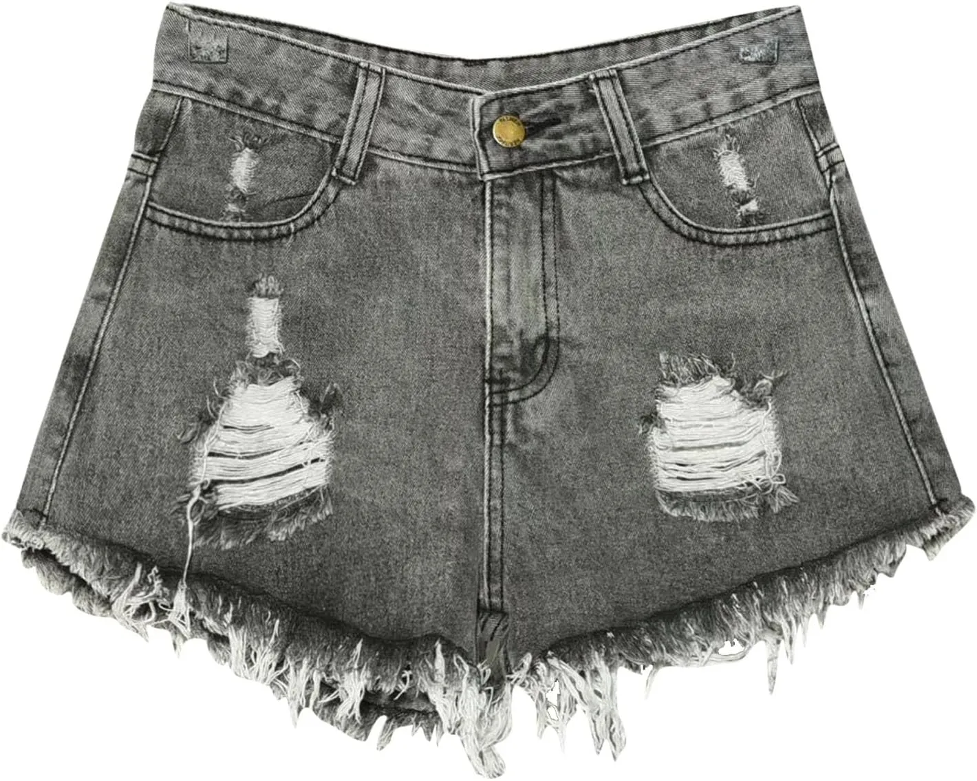 2025 Fashion Women Denim Shorts High Waisted Stretchy Retro Raw Edge Jeans y2k E-Girls Distressed Holes Shorts
