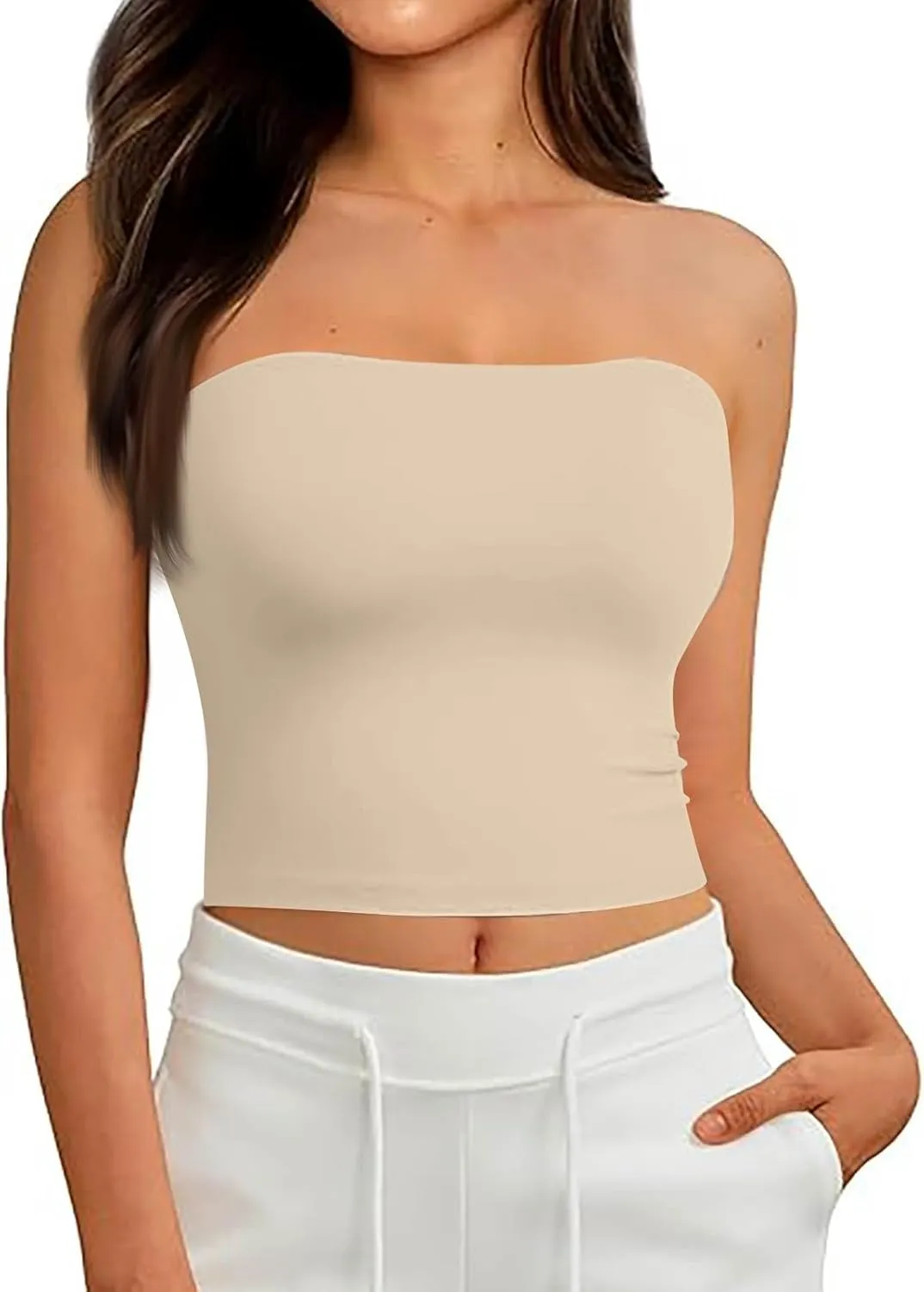 4th of July Tank Tops for Women American Flag Tube Top with Built in Bra Sexy Casual Backless Shirts