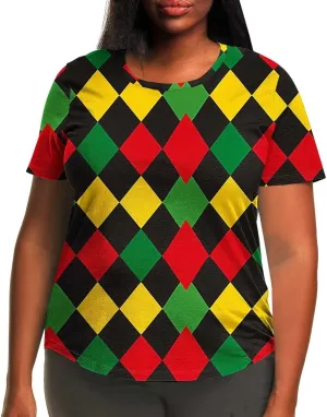 African American Graphic T Shirt for Women Afro Girl Print Short Sleeve Tunic Blouse Casual Summer Plus Size Top