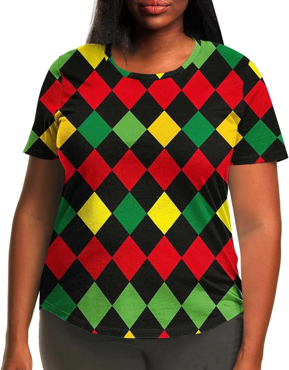 African American Graphic T Shirt for Women Afro Girl Print Short Sleeve Tunic Blouse Casual Summer Plus Size Top