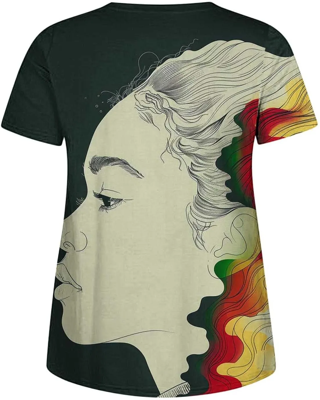 African American Graphic T Shirt for Women Afro Girl Print Short Sleeve Tunic Blouse Casual Summer Plus Size Top