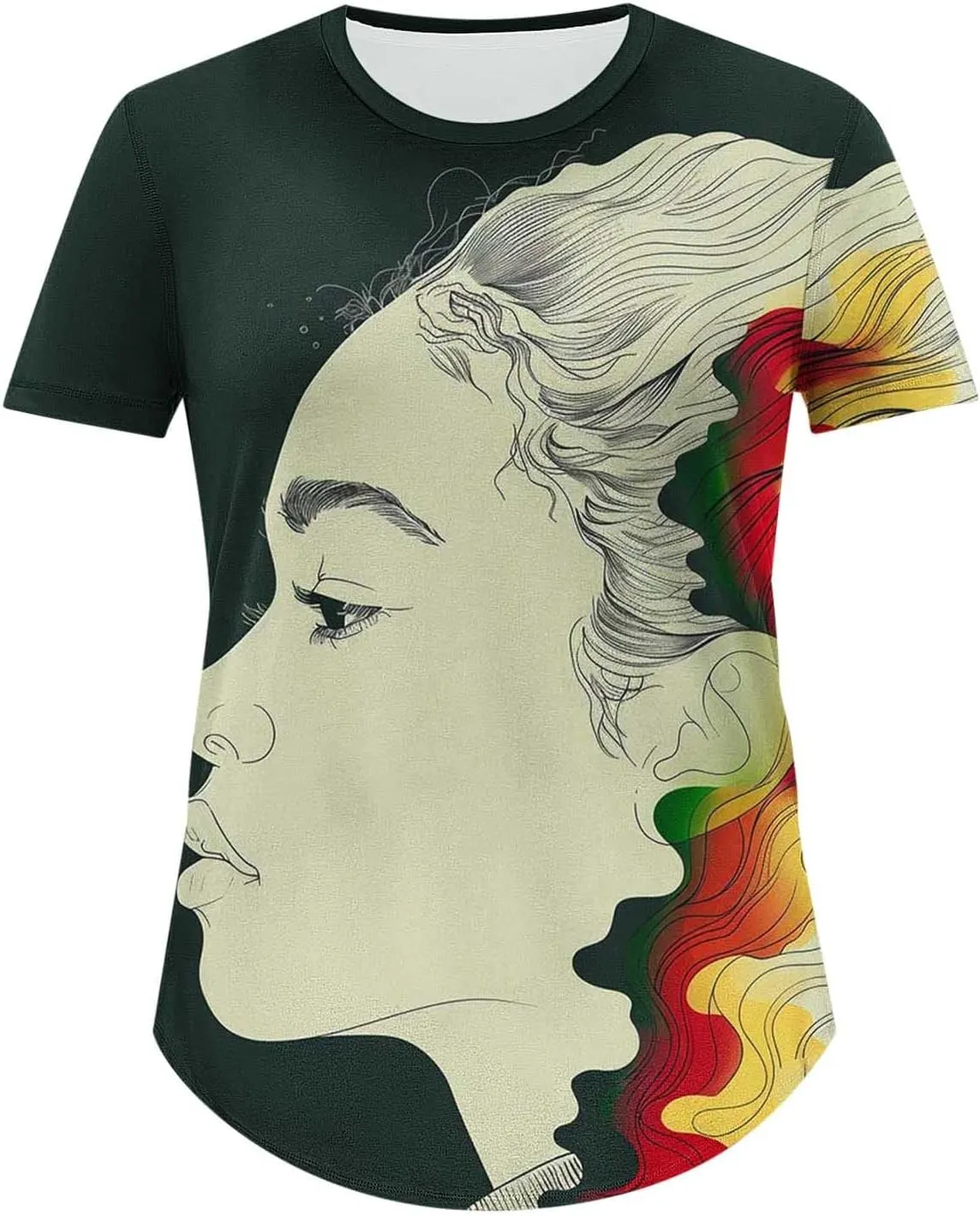 African American Graphic T Shirt for Women Afro Girl Print Short Sleeve Tunic Blouse Casual Summer Plus Size Top