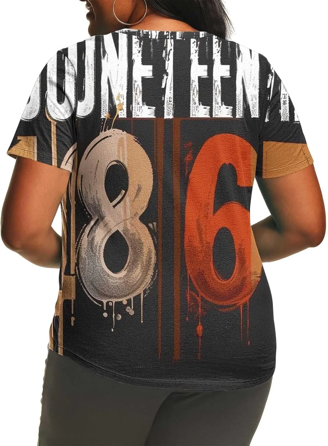 African American Graphic T Shirt for Women Afro Girl Print Short Sleeve Tunic Blouse Casual Summer Plus Size Top