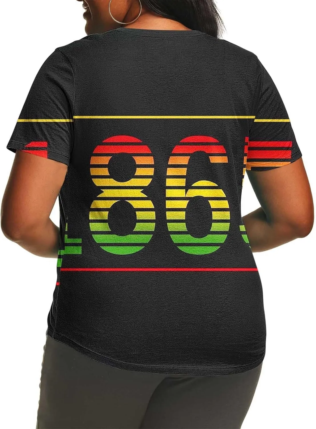 African American Graphic T Shirt for Women Afro Girl Print Short Sleeve Tunic Blouse Casual Summer Plus Size Top