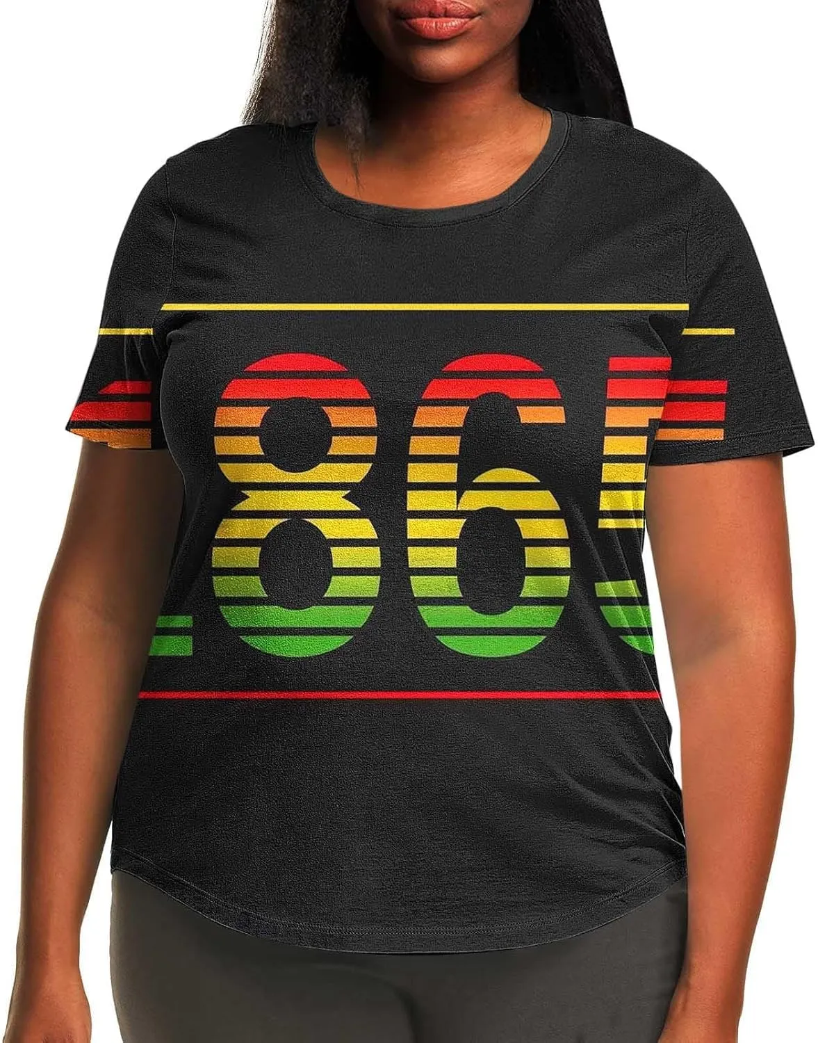 African American Graphic T Shirt for Women Afro Girl Print Short Sleeve Tunic Blouse Casual Summer Plus Size Top