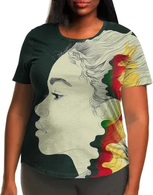 African American Graphic T Shirt for Women Afro Girl Print Short Sleeve Tunic Blouse Casual Summer Plus Size Top