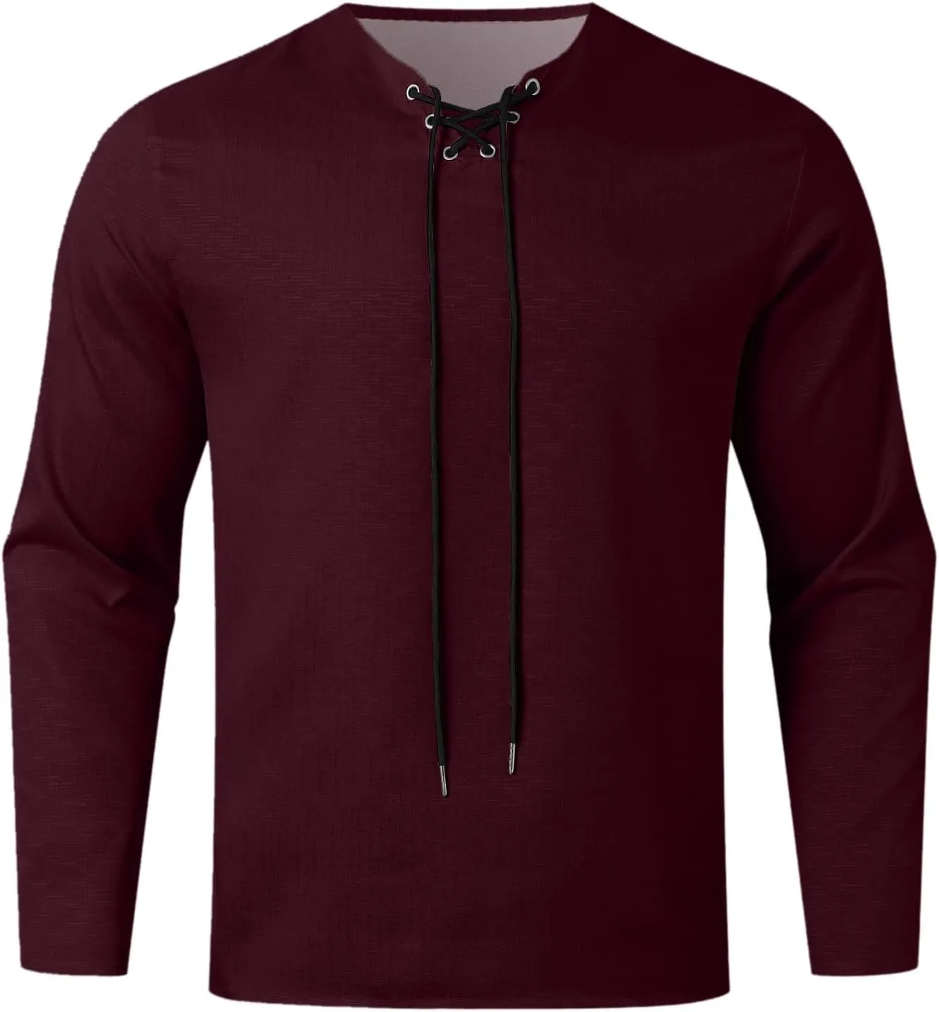 Aniywn Mens Cotton Linen Henley Shirts Boho Beach Summer Solid T Shirt Work Yoga Tops Men Summer Vintage Renaissance Costume