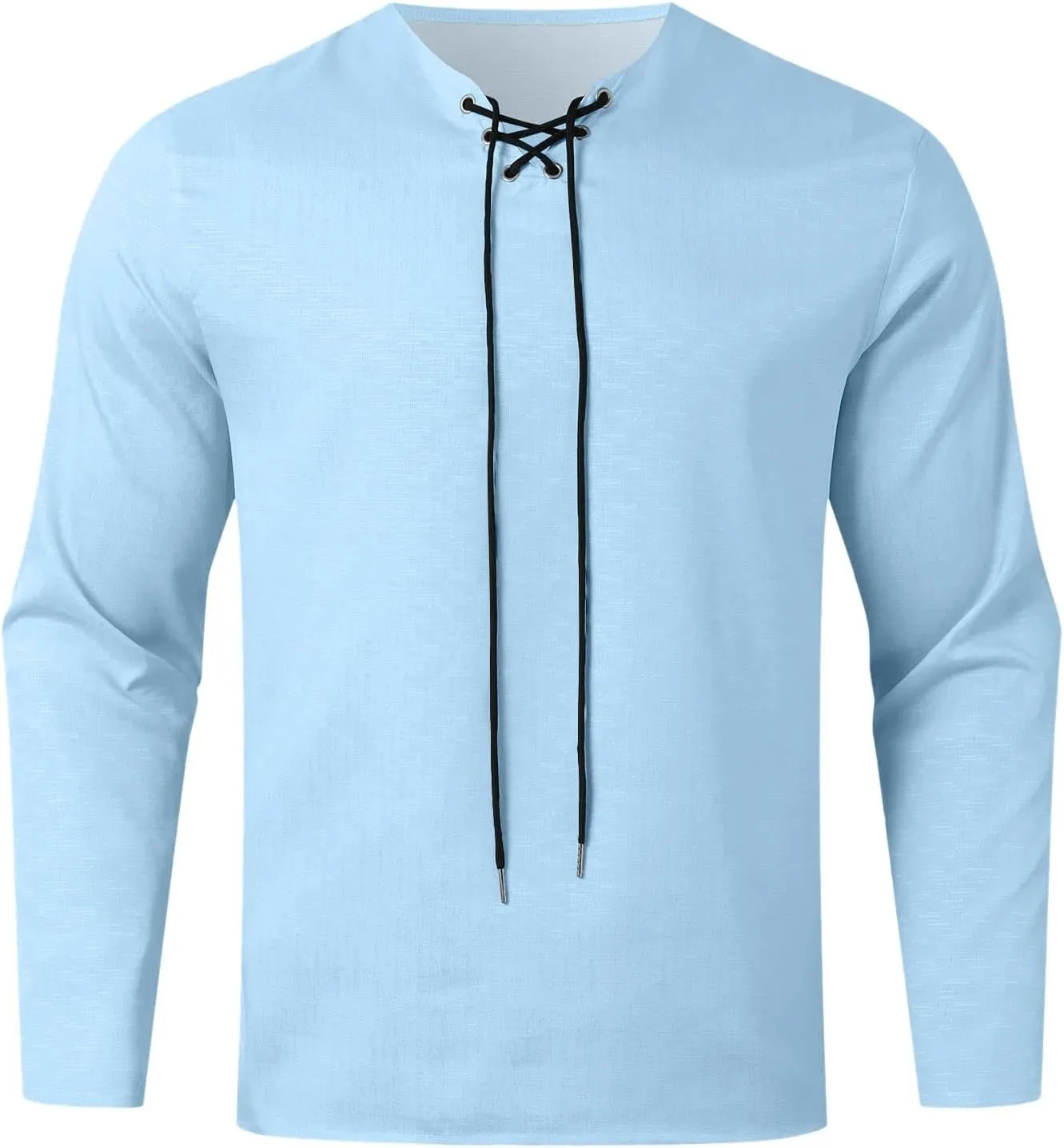 Aniywn Mens Cotton Linen Henley Shirts Boho Beach Summer Solid T Shirt Work Yoga Tops Men Summer Vintage Renaissance Costume