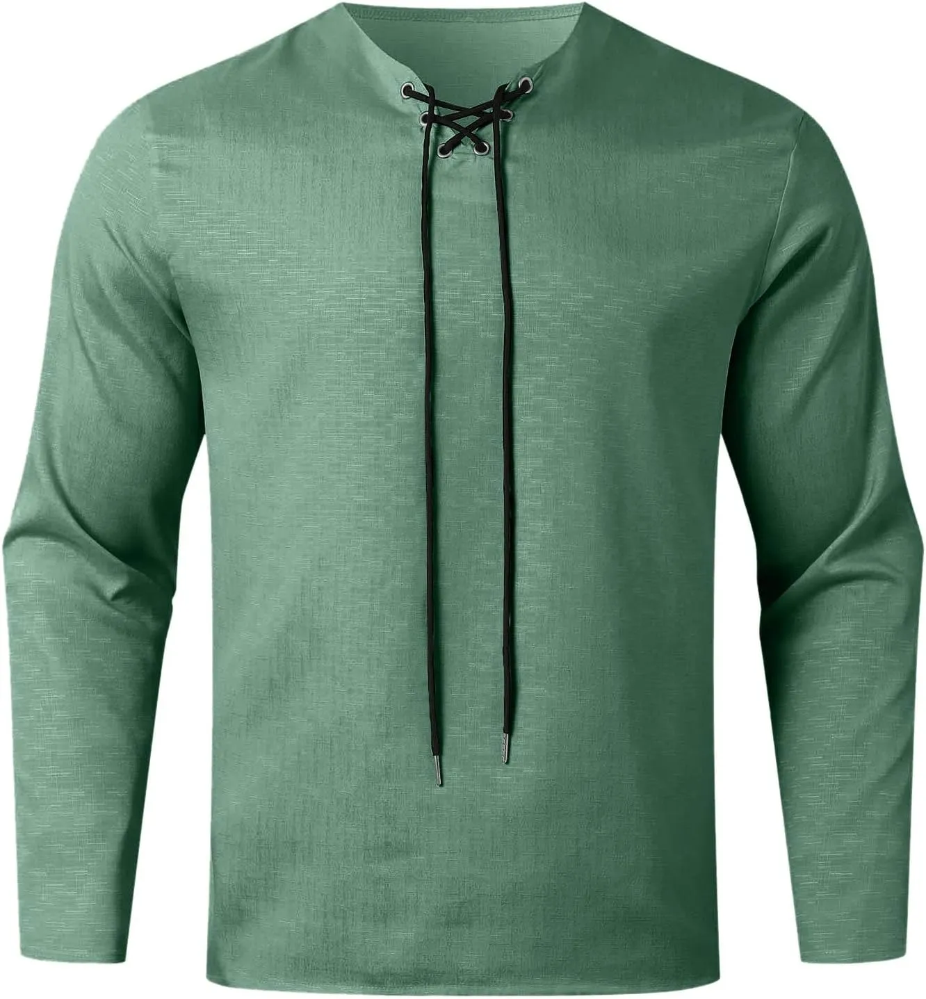 Aniywn Mens Cotton Linen Henley Shirts Boho Beach Summer Solid T Shirt Work Yoga Tops Men Summer Vintage Renaissance Costume