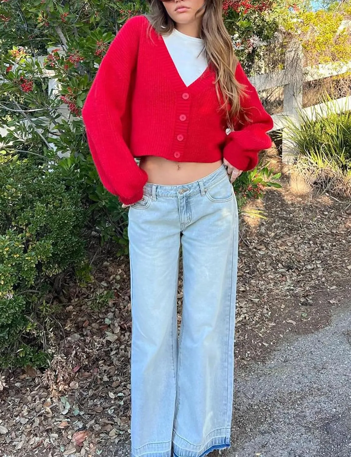 Arssm Women Cropped Cardigan Sweaters Long Sleeve V Neck Ribbed Knit Short Cardigan Button Up Sweater Tops