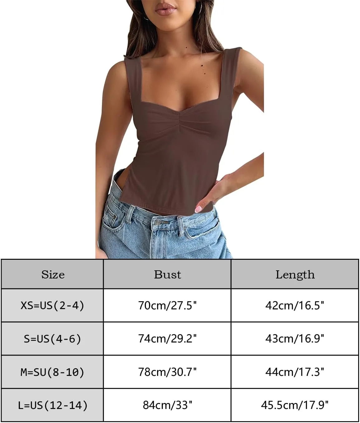 BAIGRAM Women’s Sleeveless Slim Crop Tank Top Sexy Pleated Bustier Sweetheart Neck Strappy Slits Cropped Vest Cami