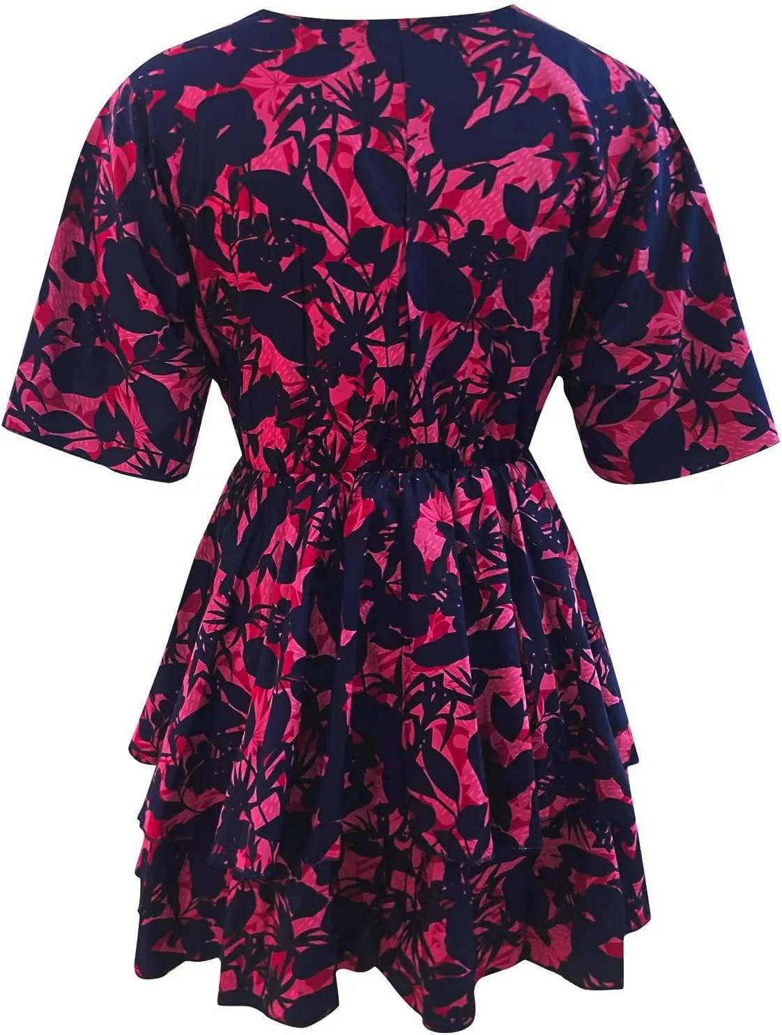 BAXLIMEK Beach Dresses for Women,2025 Elegant Deep V Neck Batwing Sleeve Mini Dress Flowy Ruched Tiered Print Vacation Dress