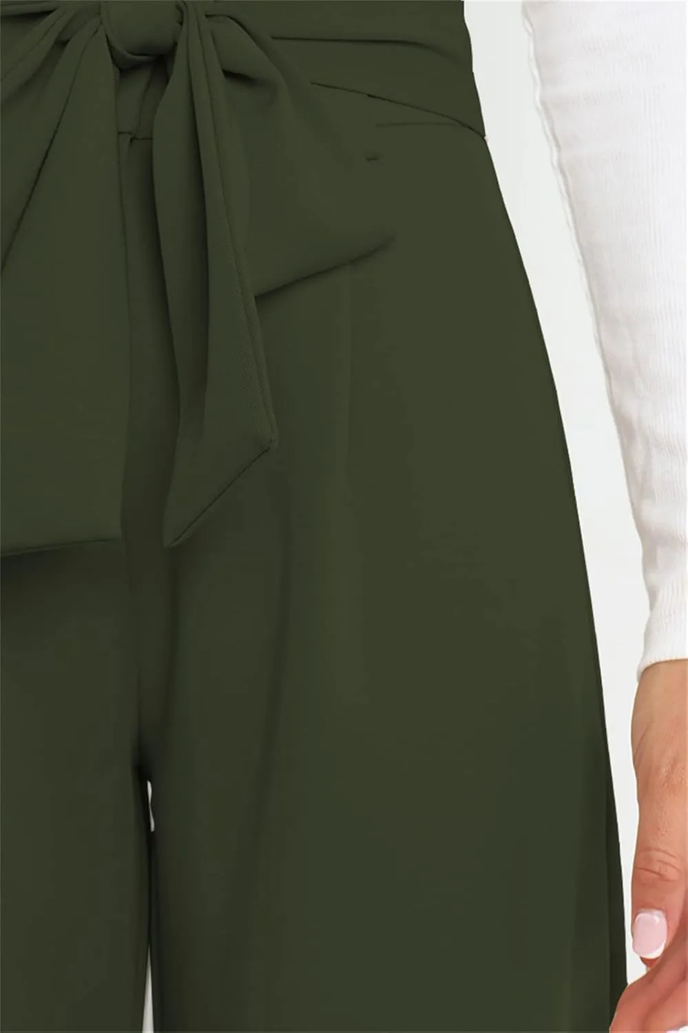 Betusline Women's Bowknot Tie Waist Dress Trousers Pants,X-Small-Large