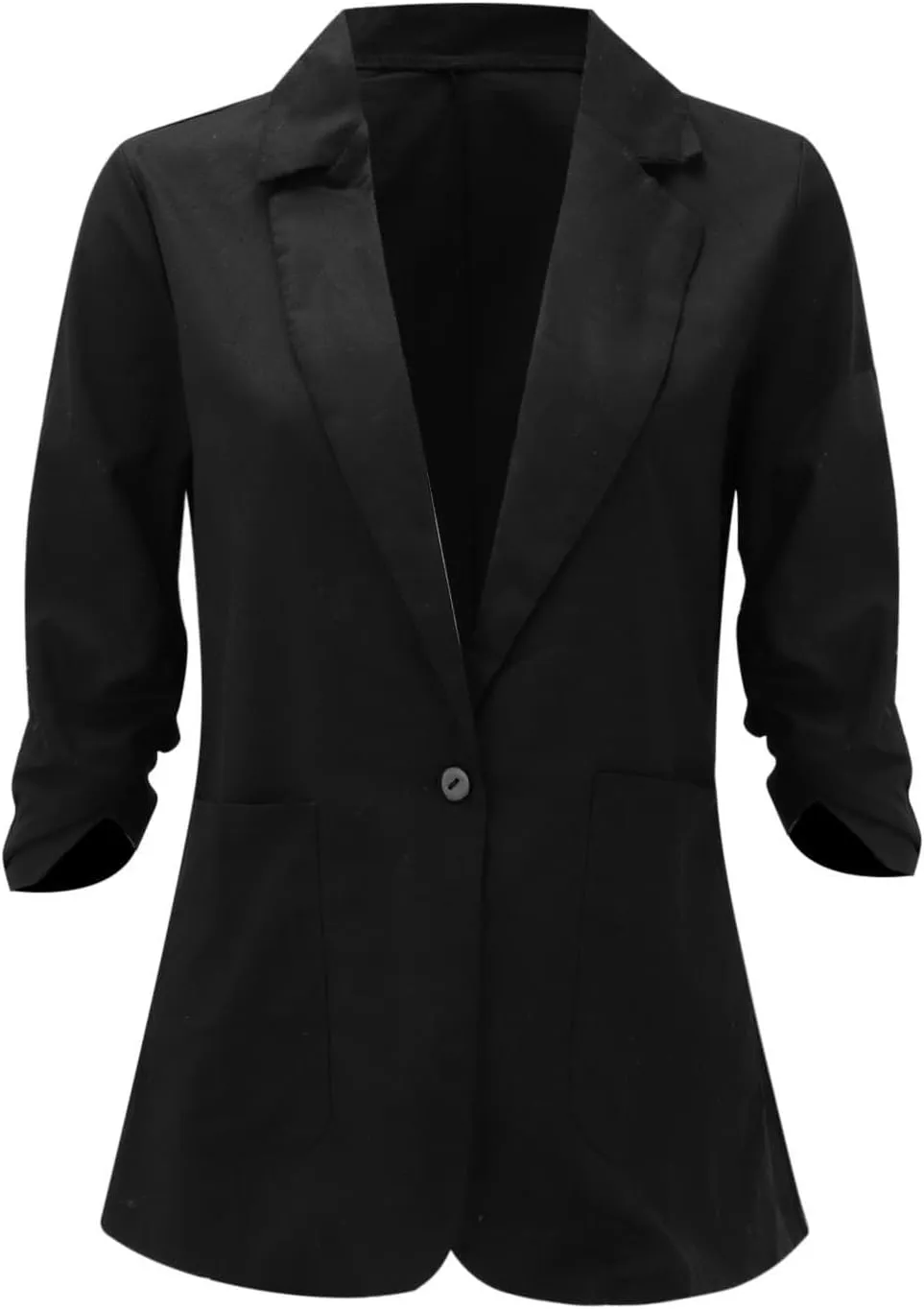 Binmer 2024 Fall Linen Blazer for Women 3/4 Stretchy Ruched Sleeve Suit Jacket Dressy Casual Lightweight Business Work Outfit