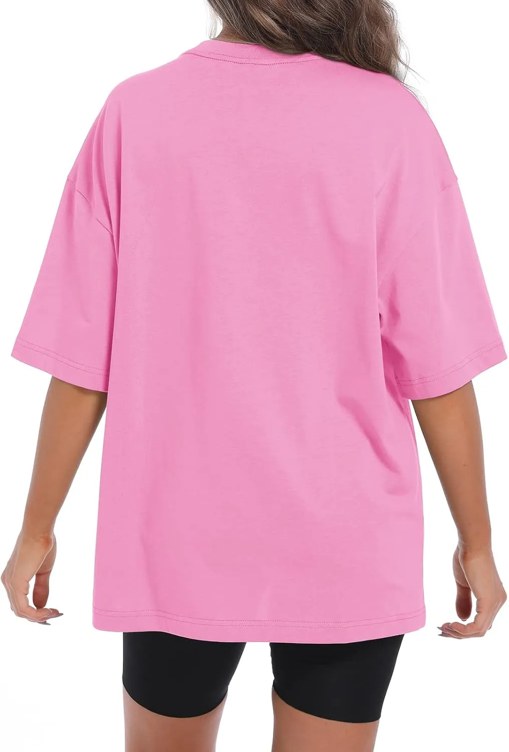 BINTEHGS Oversize T Shirt Women Plain Basic Boyfriend Tees Solid Color Tshirt Unisex Casual Short Sleeve Tops Cotton Shirts