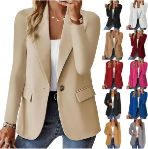 Blazers for Women Long Sleeve Open Front Cardigan Casual One Button Blazers Work Office Jackets 2025 Trendy Outfits
