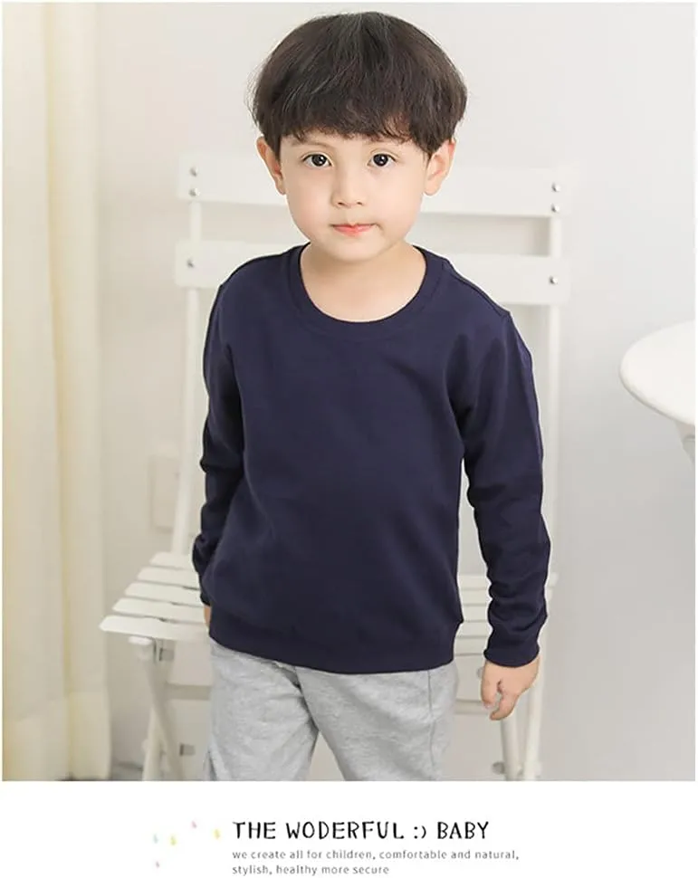 Boys' Crewneck Sweatshirt Girls Sport Long Sleeve Cotton Kids Toddler Casual Solid T-Shirt Pullover Tops