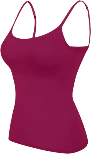 Camisole Tops for Women Built in Bra Spaghetti Strap Quick Dry Workout Yoga Camisole with Built in Bra Tank Tops