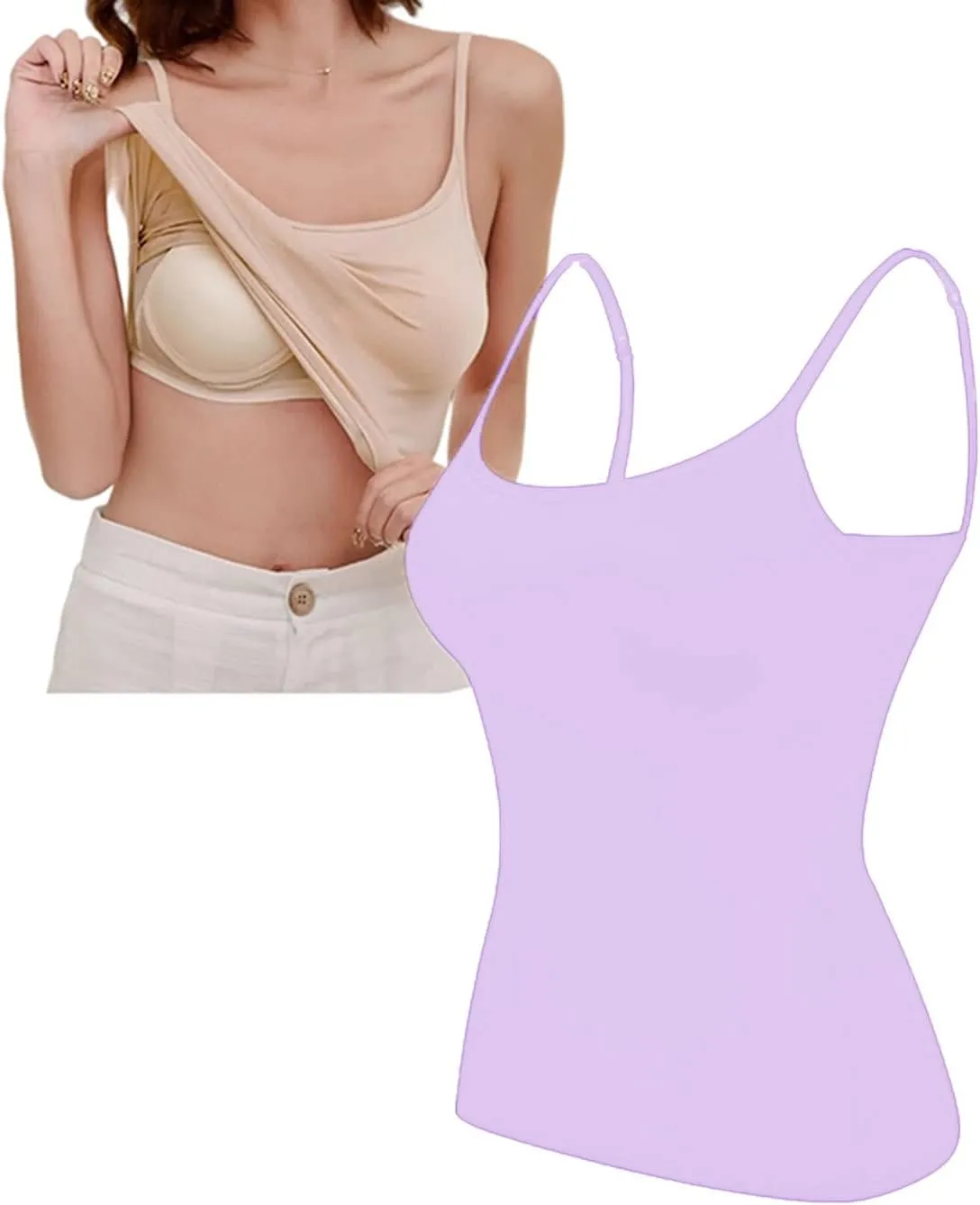 Camisole Tops for Women Built in Bra Spaghetti Strap Quick Dry Workout Yoga Camisole with Built in Bra Tank Tops