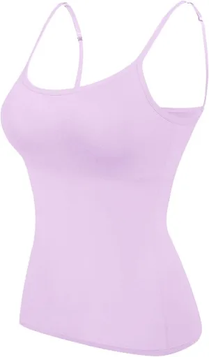 Camisole Tops for Women Built in Bra Spaghetti Strap Quick Dry Workout Yoga Camisole with Built in Bra Tank Tops
