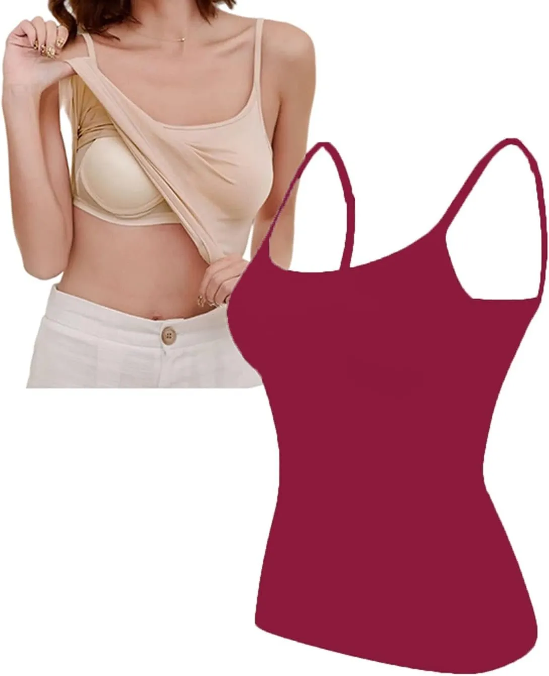 Camisole Tops for Women Built in Bra Spaghetti Strap Quick Dry Workout Yoga Camisole with Built in Bra Tank Tops