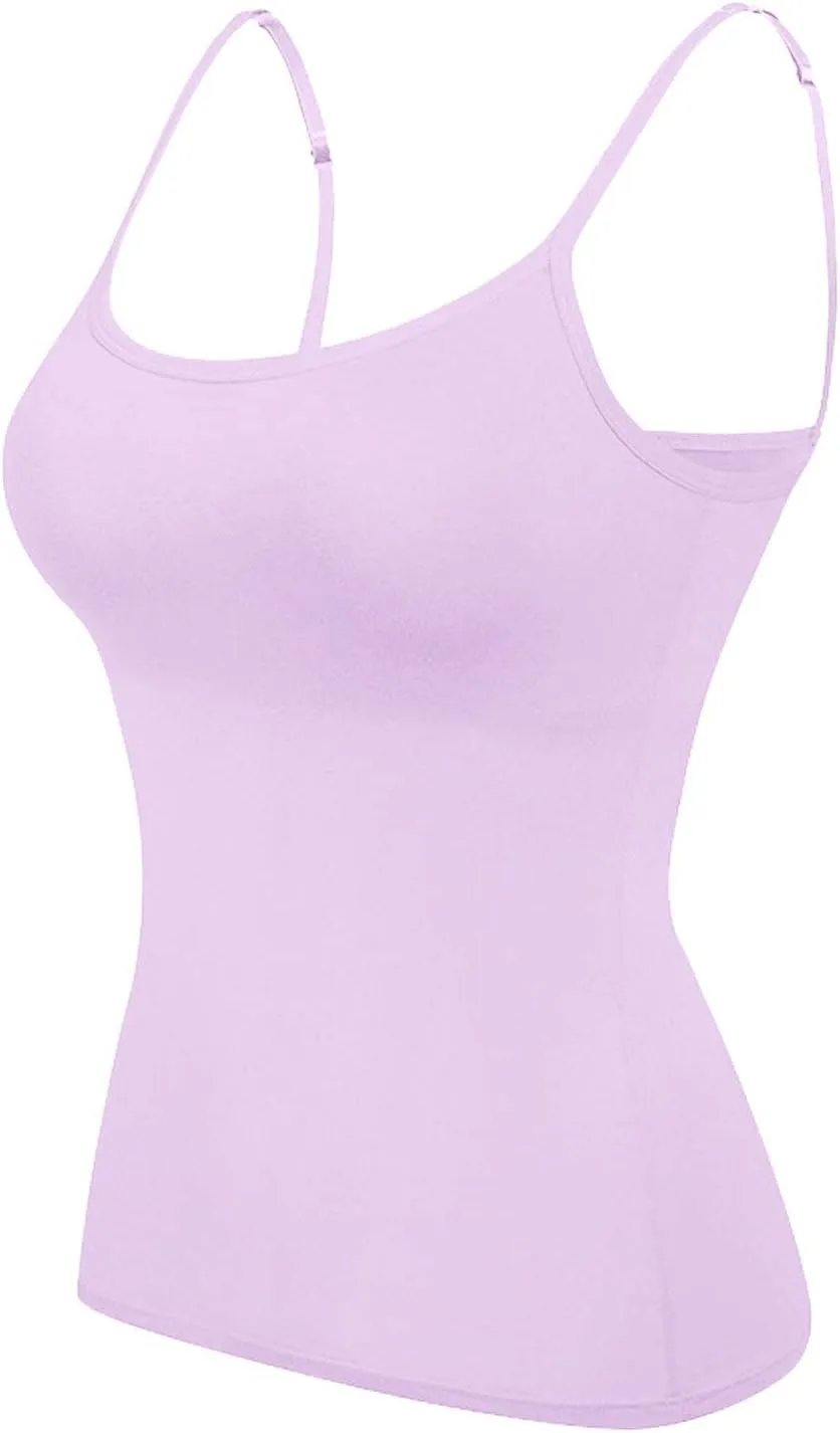 Camisole Tops for Women Built in Bra Spaghetti Strap Quick Dry Workout Yoga Camisole with Built in Bra Tank Tops