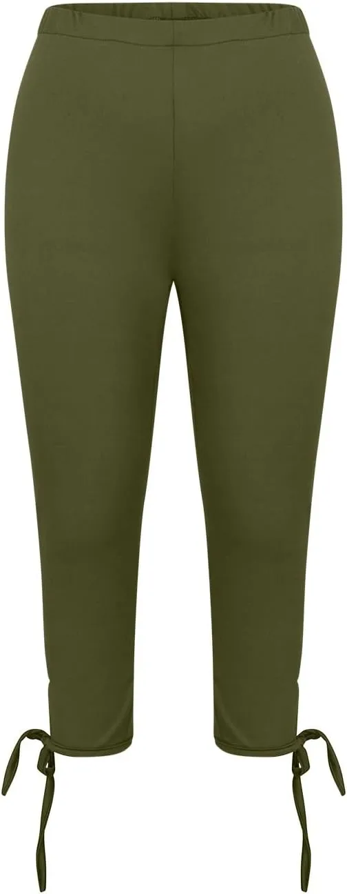 Capri Leggings for Women Tummy Control Knee Length Cropped Pants Casual Solid Cutout Yoga Short Solid Lounge Pajams