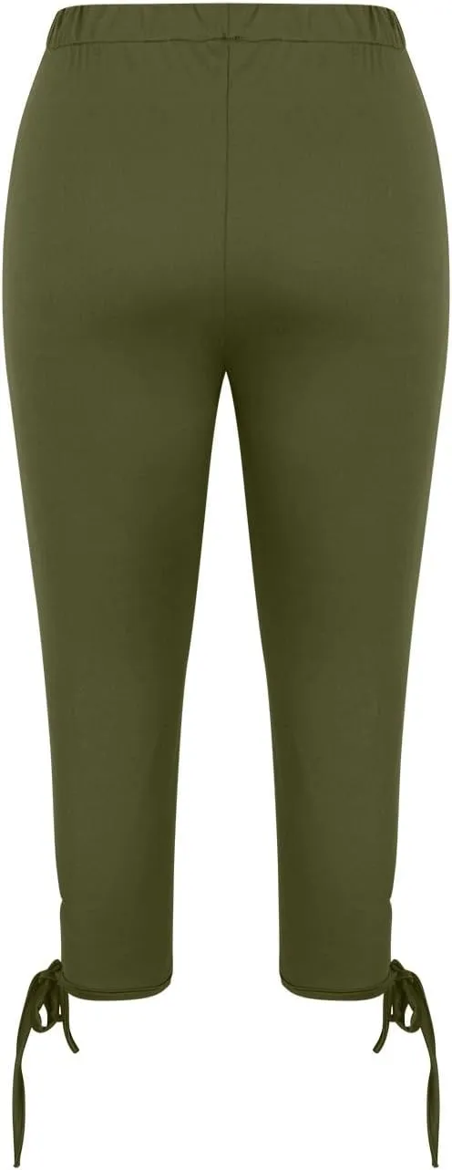 Capri Leggings for Women Tummy Control Knee Length Cropped Pants Casual Solid Cutout Yoga Short Solid Lounge Pajams
