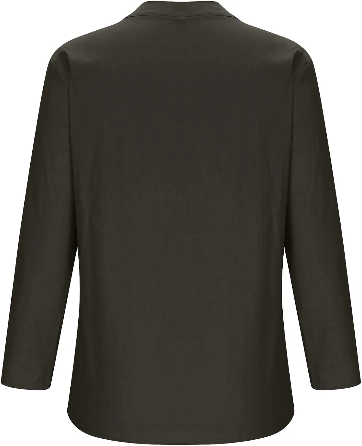 Casual Linen Blouses for Women Long Sleeve V Neck Button Up Shirts Comfy Loose Tunics Blouses Ladies Linen Blouse Top