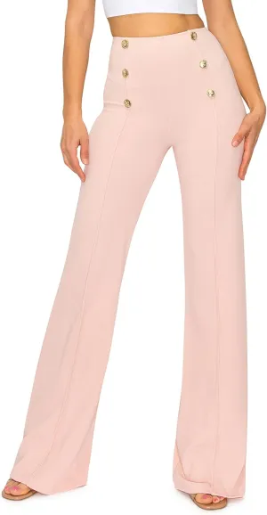 Cemi Ceri Women's High Waist Dress Pants w/Button Decorate