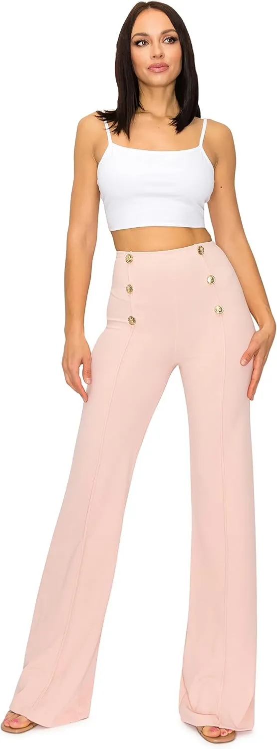 Cemi Ceri Women's High Waist Dress Pants w/Button Decorate