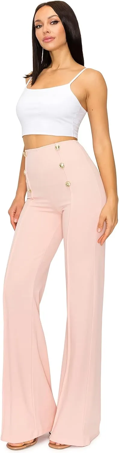 Cemi Ceri Women's High Waist Dress Pants w/Button Decorate