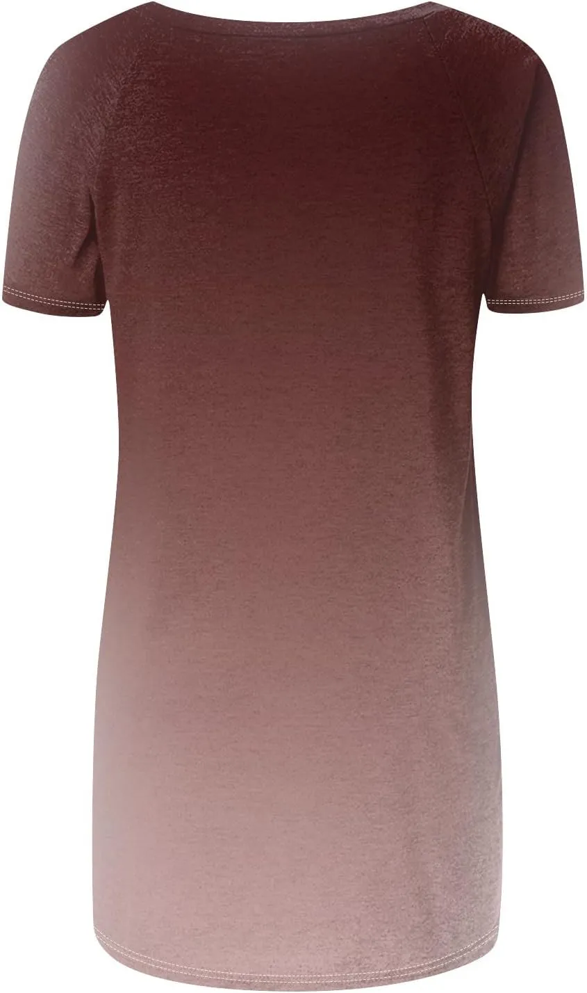 COTECRAM Women's Tops Short Sleeve Dressy Casual Plus Size Tunic Tops to Wear with Leggings V Neck T-Shirt Loose Fit Blouse
