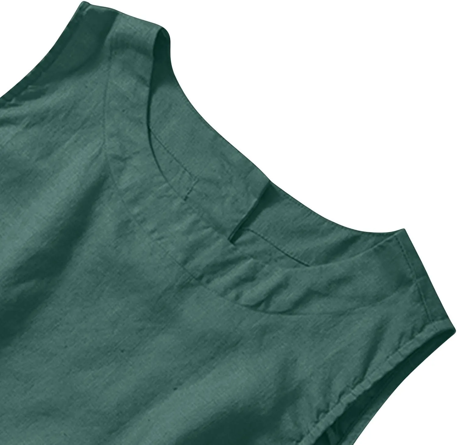 Cotton Linen Tank Tops for Women Summer Vacation Tops Loose Fit Sleeveless Round Neck Shirts Beach Tees Vests