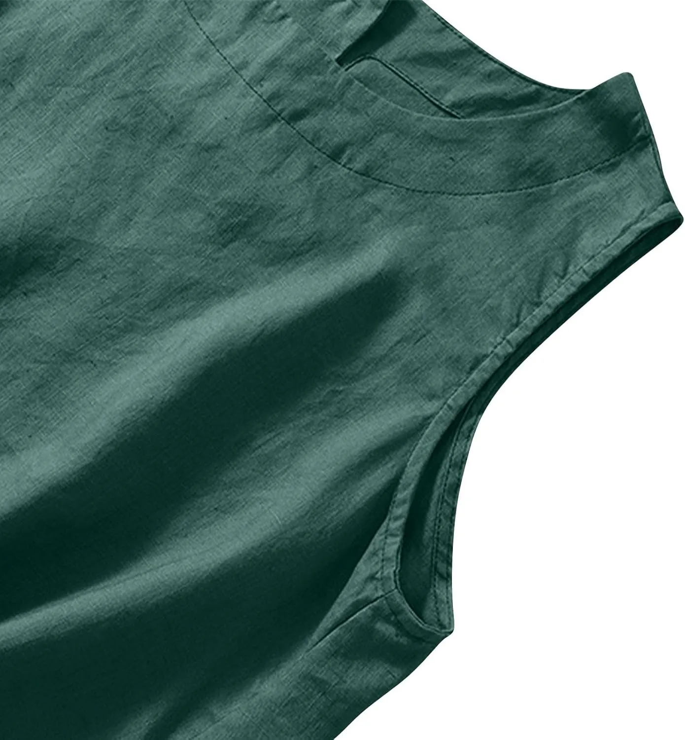 Cotton Linen Tank Tops for Women Summer Vacation Tops Loose Fit Sleeveless Round Neck Shirts Beach Tees Vests