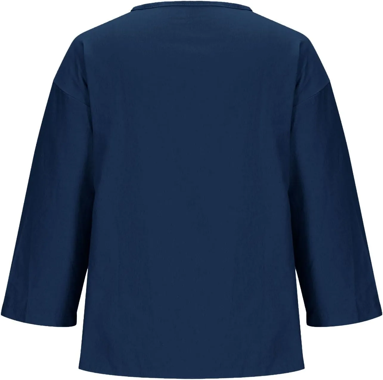 Cotton Linen Tops for Women 3/4 Sleeve Shirts Plus Size Causal V Neck Tees Loose Fit Shirts 2025 Summer Tunic Tops