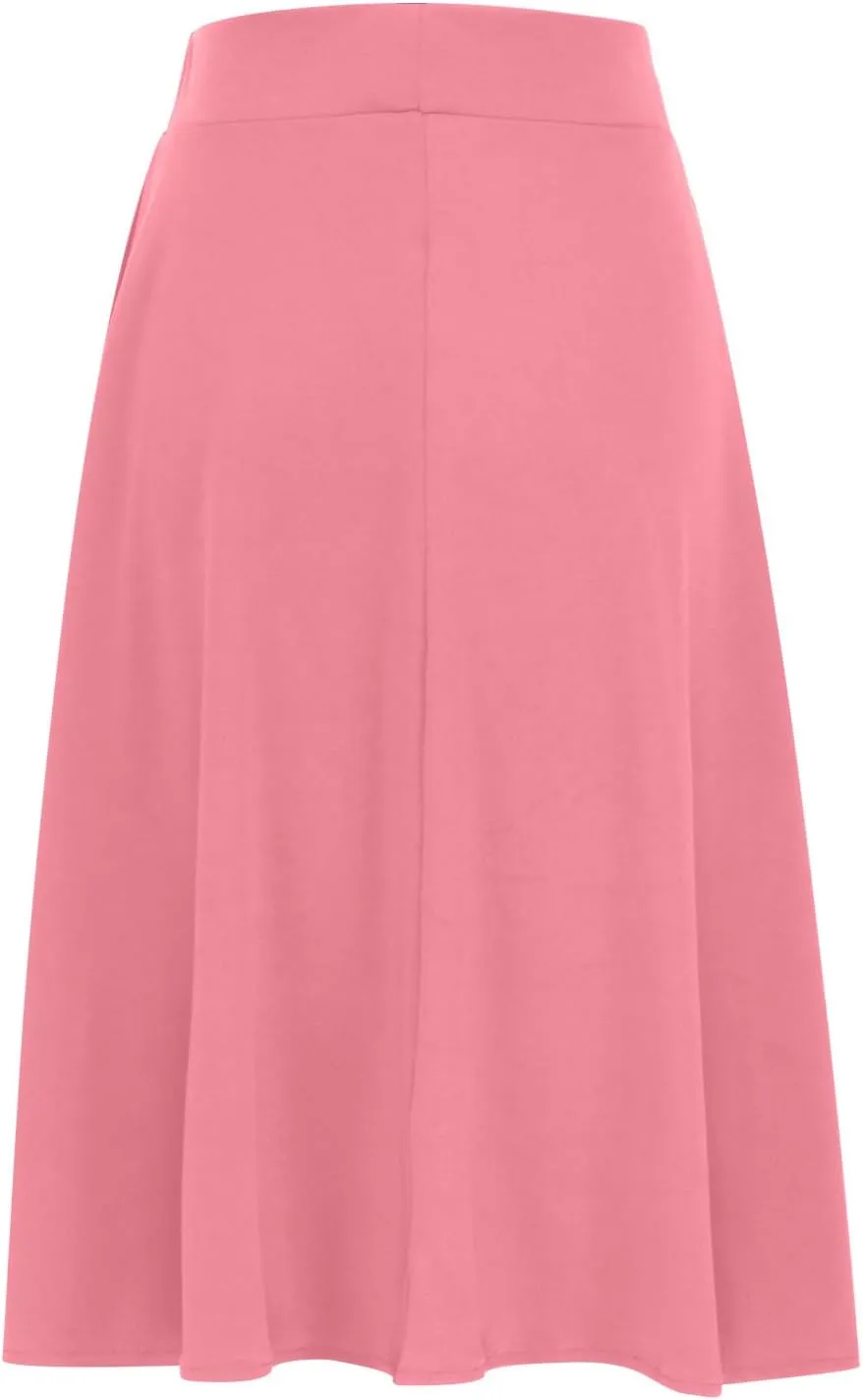 DDAPJ pyju Women's High Waist A-Line Midi Skirt Plus Size Spring Summer Long Skirts Solid Color Basic Loose Flowy Skirt