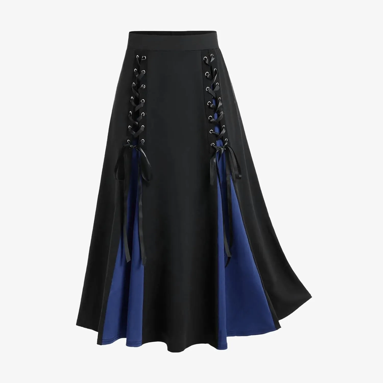 Firzero Gothic Skirt for Women Steampunk Gothic Skirt High Slit Pleated Long Maxi Skirts High Waist Punk Goth Skirts