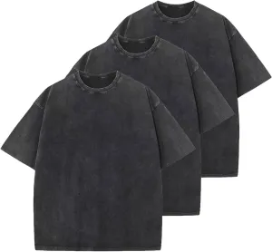 Fkatuzi Oversized Cotton Solid T Shirts for Men Vintage Acid Wash Tshirt Streetwear Basic Tees Baggy Loose Unisex Tops