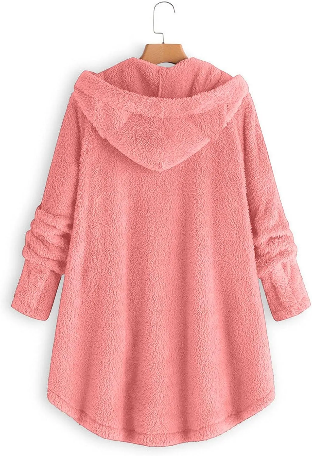 Fleece Jackets for Women,Women Plus Size Button Plush Tops Hooded Patchwork Loose Cardigan Wool Coat Winter Jacket