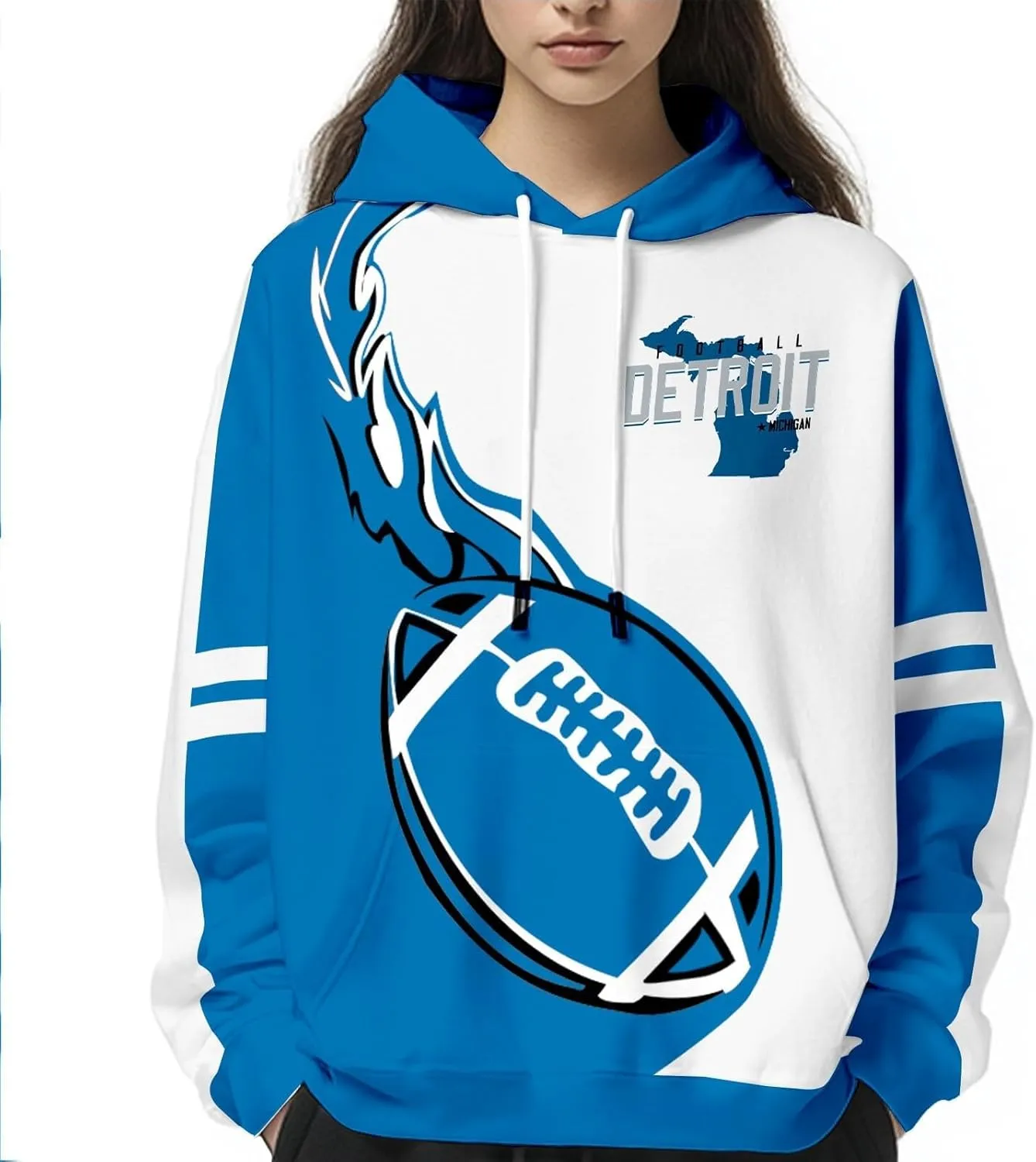 Football Hoodies for Men Women City Sweatshirts Fans Gifts Casual Collar Drawstring Long Sleeve Hoodie Pullover