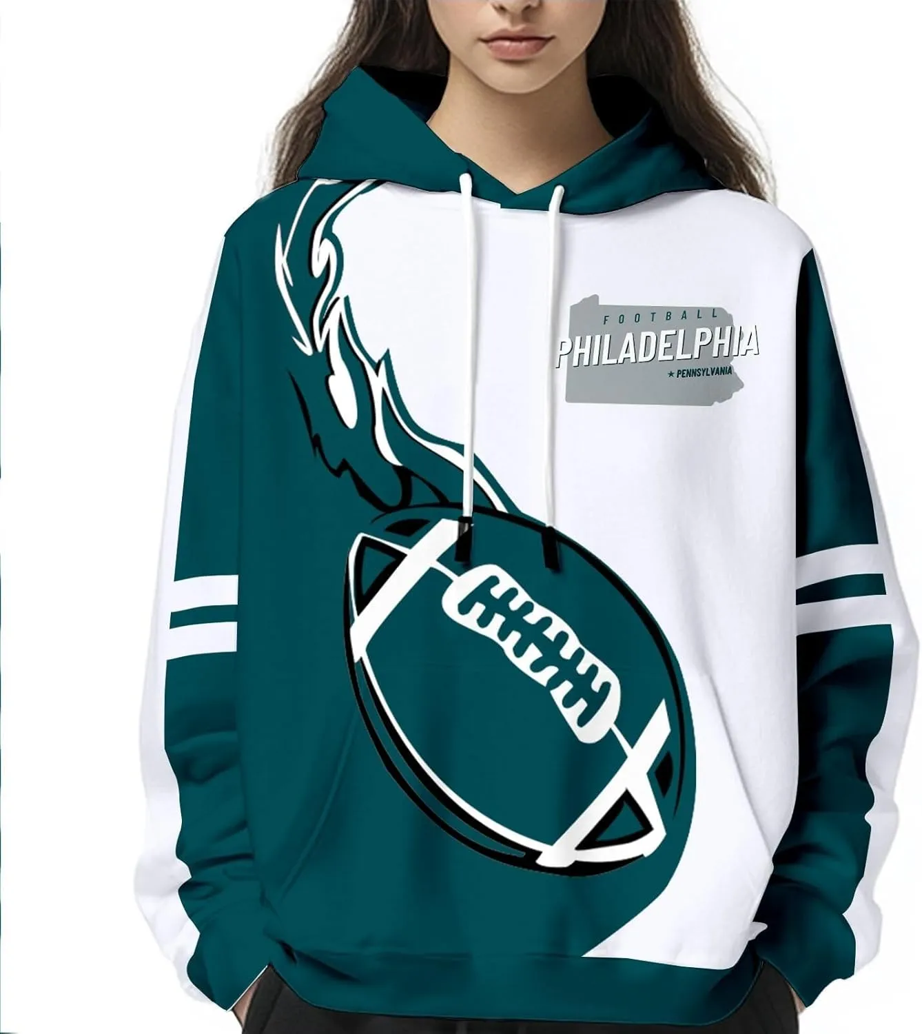Football Hoodies for Men Women City Sweatshirts Fans Gifts Casual Collar Drawstring Long Sleeve Hoodie Pullover