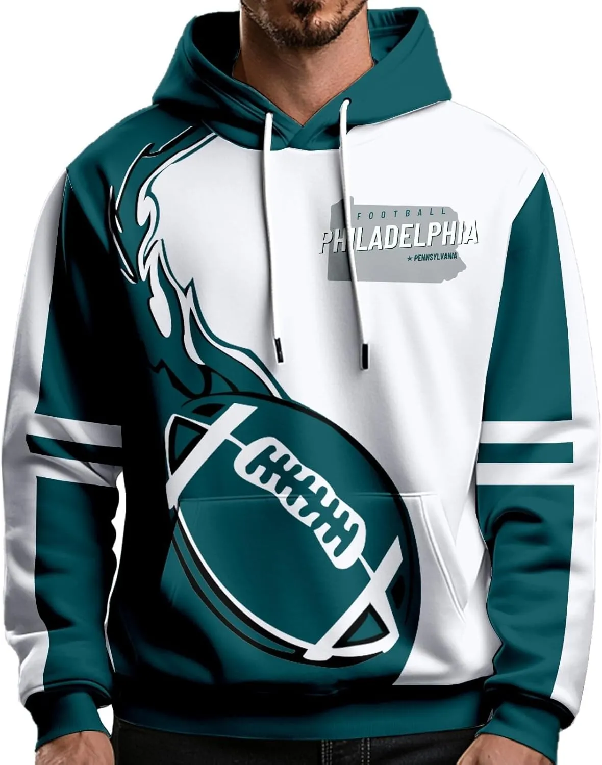 Football Hoodies for Men Women City Sweatshirts Fans Gifts Casual Collar Drawstring Long Sleeve Hoodie Pullover