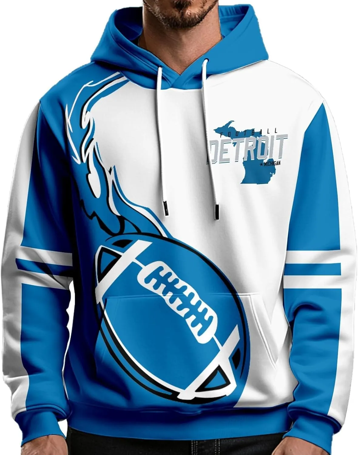 Football Hoodies for Men Women City Sweatshirts Fans Gifts Casual Collar Drawstring Long Sleeve Hoodie Pullover