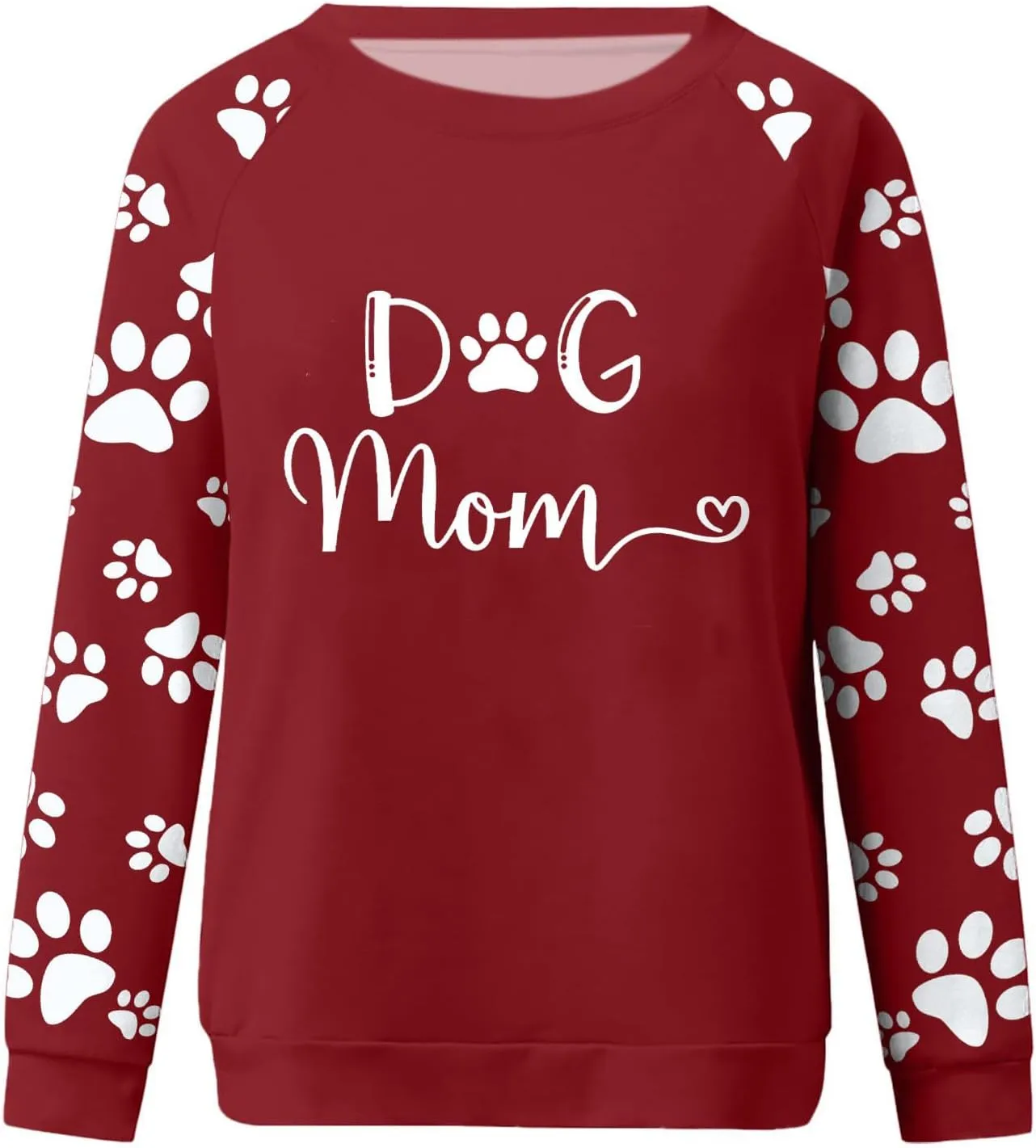 Funny Dog Mom Sweatshirts for Women Cute Dog Paw Print Long Sleeve Graphic Tee Shirts Spring Casual Crewneck Pullover Tops