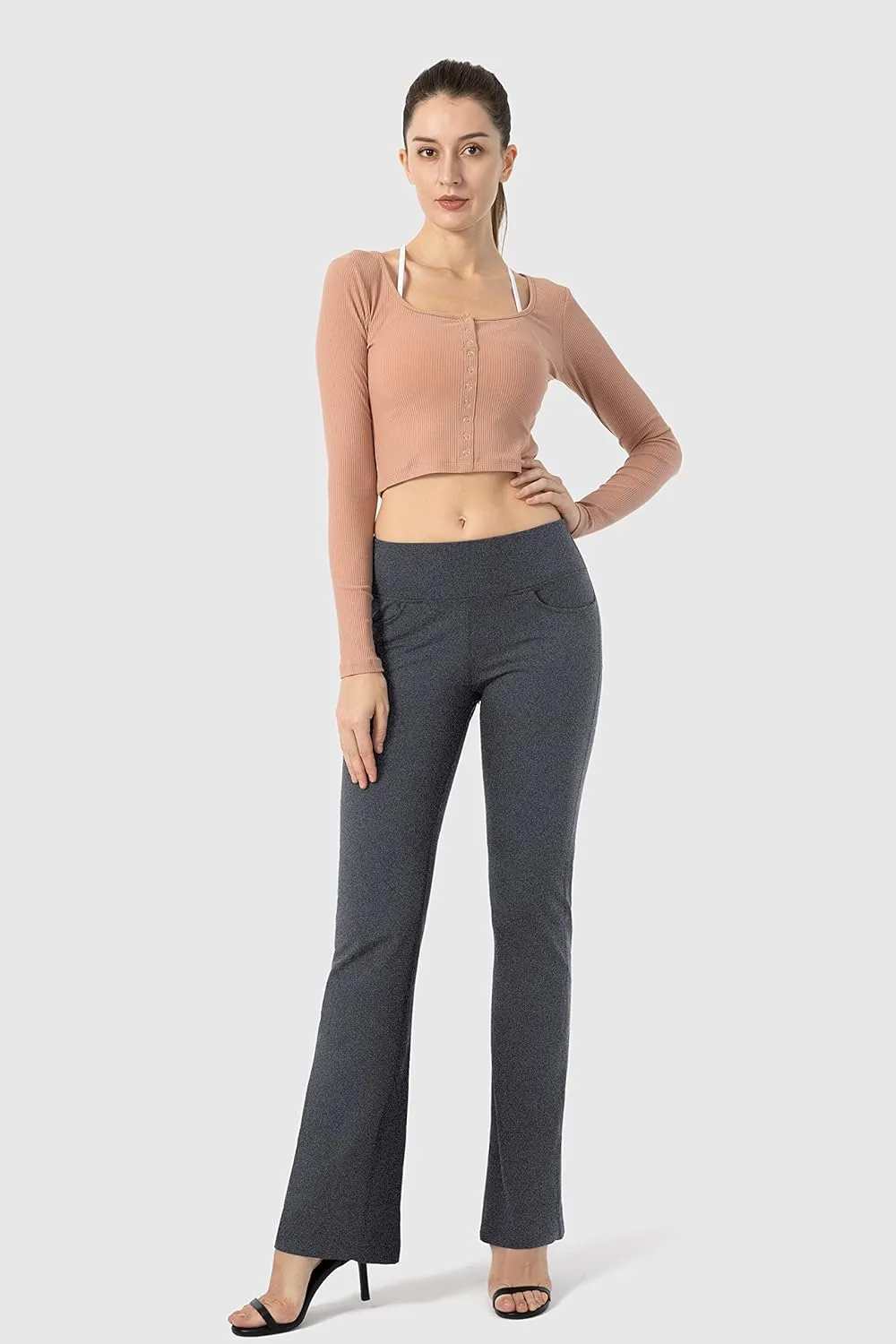 G Gradual Women's Yoga Pants 4 Pockets High Waist Dress Pants Tall Bootcut Work Pants