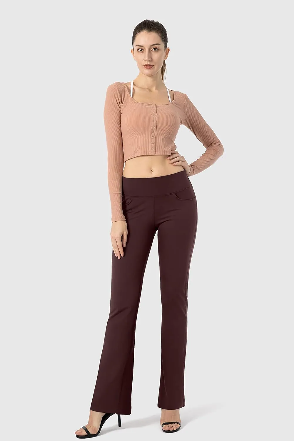 G Gradual Women's Yoga Pants 4 Pockets High Waist Dress Pants Tall Bootcut Work Pants